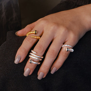 Spike Spiral Silver Ring