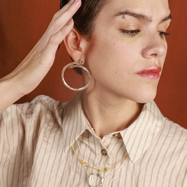 Twirl Spike XL Silver Earrings