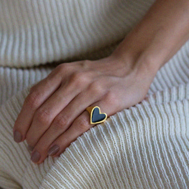 I Heart You Black Ring