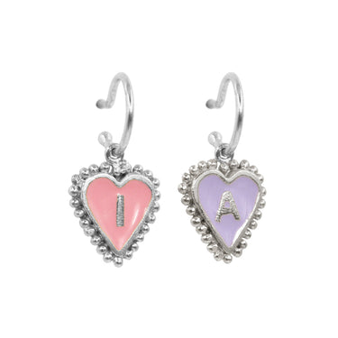 PreOrder Baby Hoops 9mm Letra Heart Plata