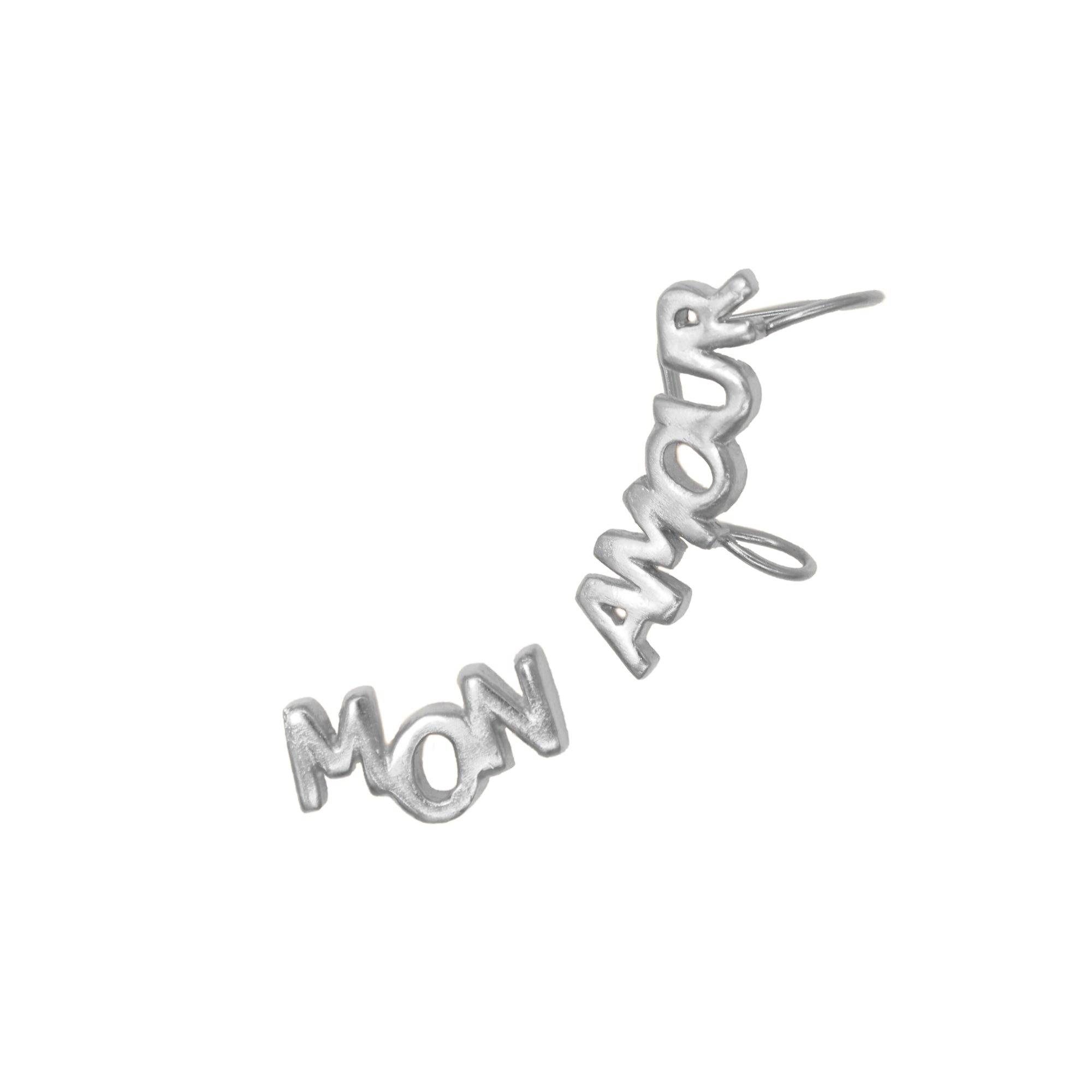 Mon Amour Text Earcuff Silver