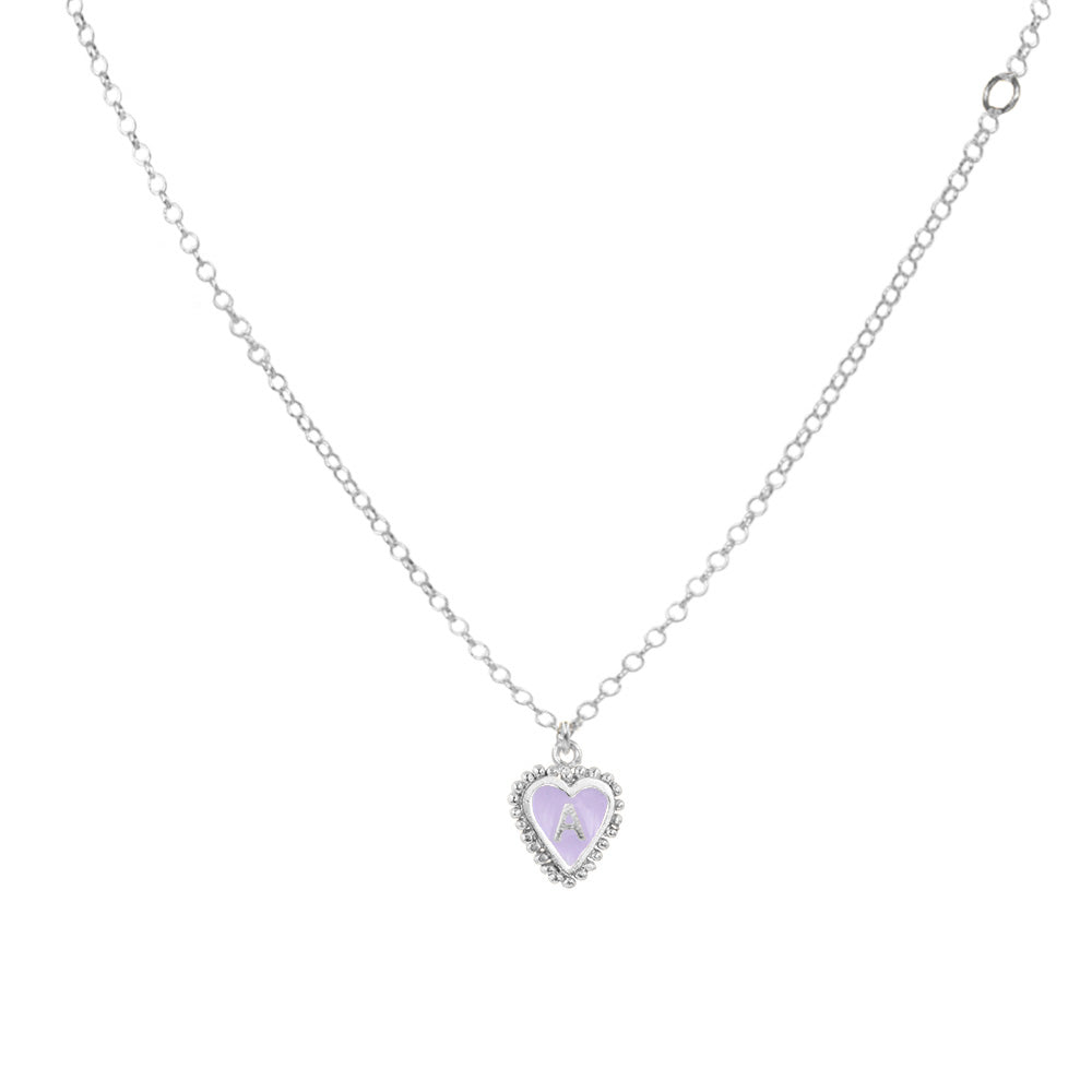 1 Letter Heart Chain Purple Silver